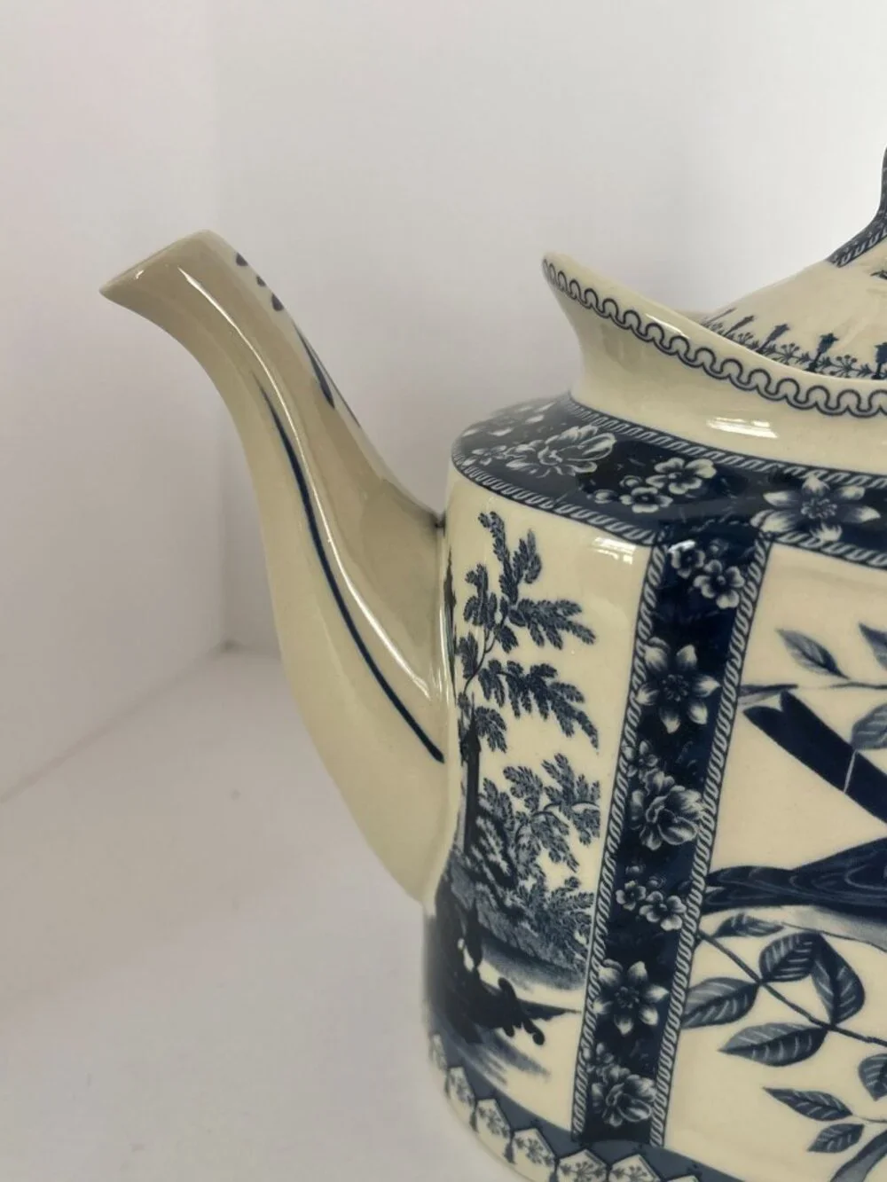 Blue White Teapot Bird Ceramic Transferware Style Mothers Day Gift Idea Tea Pot